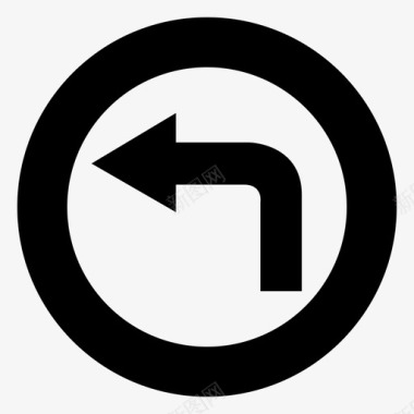 道路左转导航路径图标图标