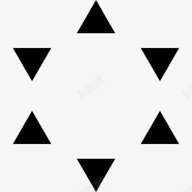 六个小三角形的星形状多边形图标图标