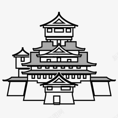 矢量武士shiro建筑城堡图标图标