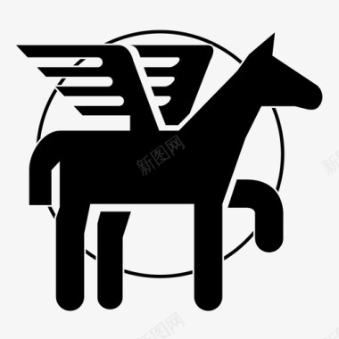 小动物飞马像马翅膀图标图标
