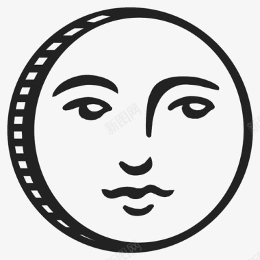 月亮上的人面部表情情绪图标图标