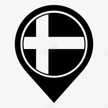 路口瑞典十字旗帜图标图标