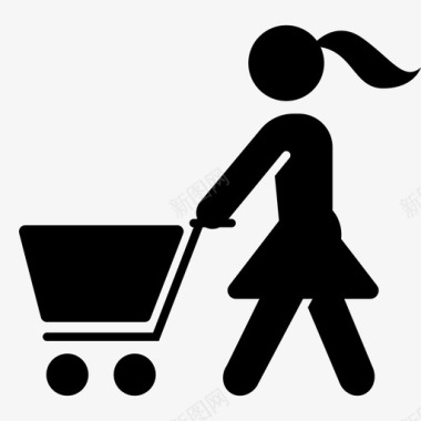 女性服装购物者购物车采购图标图标