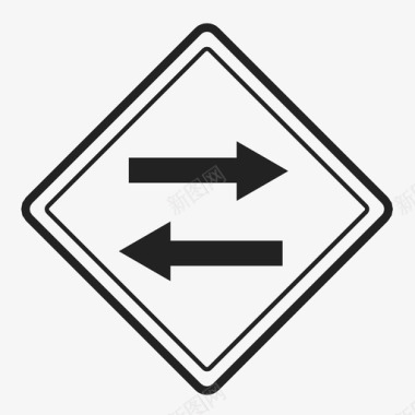 双向交通横穿单行道图标图标