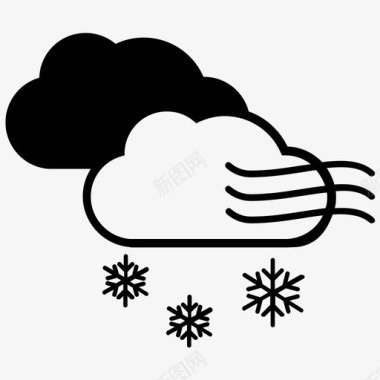 冬天的雪雪和风天气下雪图标图标