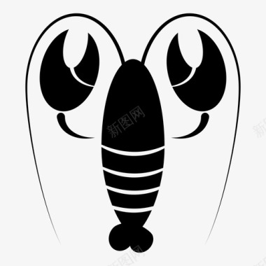 龙虾贝类鱼海鲜图标图标