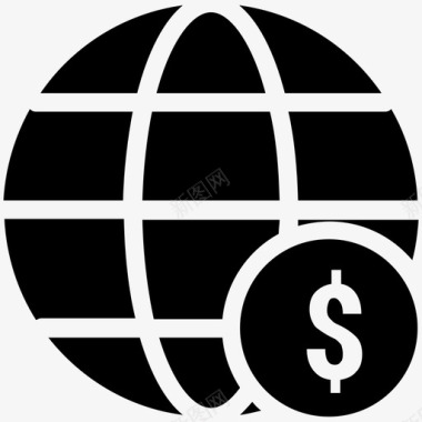 地理全球网络货币图标图标