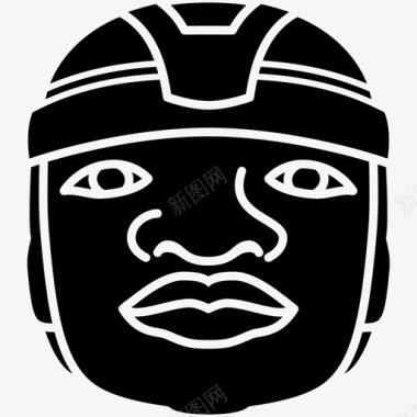 橄榄球运动员olmec头前经典雕塑图标图标