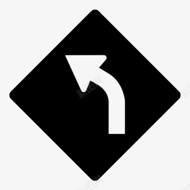 弯道超越左弯道路标小心减速图标图标