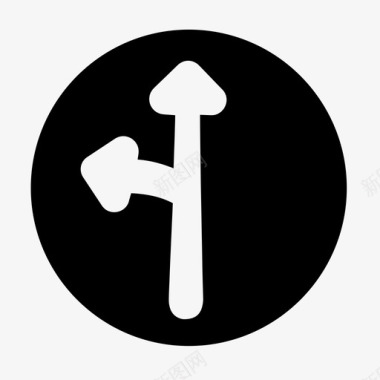 道路直行和左行环形交叉口信号图标图标