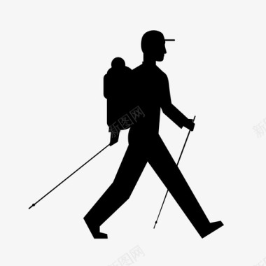 人长久徒步旅行者波兰人运动图标图标