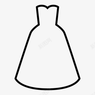 婚纱图标连衣裙无肩带婚纱图标图标