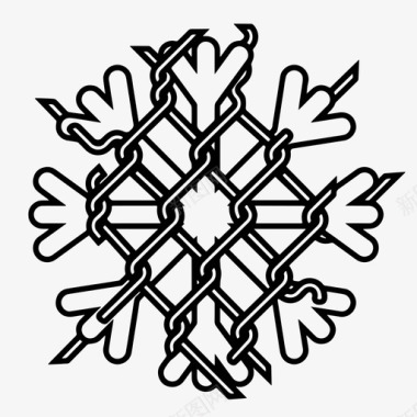 寒冷雪花铁丝网围栏冬季图标图标