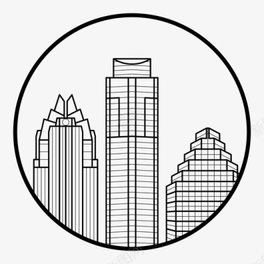 奥斯汀建筑城市图标图标