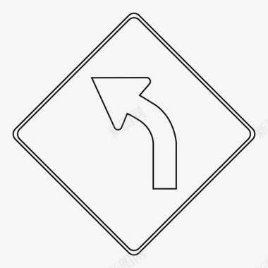 弯道超越左弯道路标路线车道图标图标