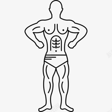 运动人物健美运动员的轮廓人物体操图标图标
