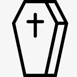 木制十字架棺材盒子墓地图标高清图片