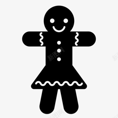 姜饼女孩圣诞节饼干图标图标