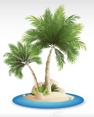 沙滩椰子树花草背景