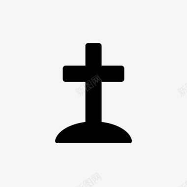 十字架坟墓墓石裂口图标图标