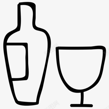 葡萄酒素描手绘图标图标