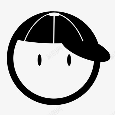 简笔画女孩棒球帽运动遮阳图标图标