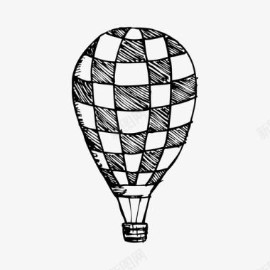 热气球天空素描图标图标