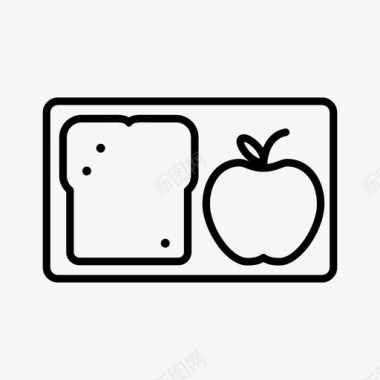 正方形盒午餐盒面包片学校图标图标