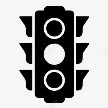 道路施工标志红绿灯等待交通信号图标图标