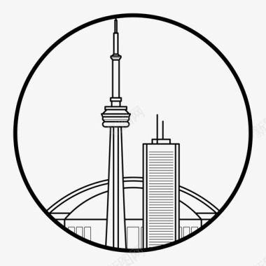 多伦多建筑城市图标图标
