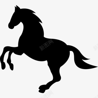 动物野生黑马前脚抬起动物马2匹图标图标