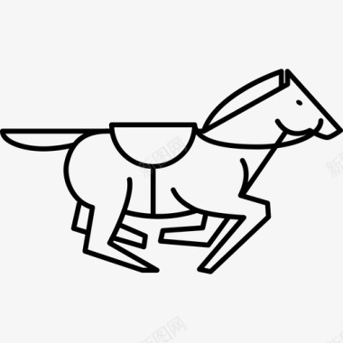 马鞍带轮廓跑马动物马2图标图标