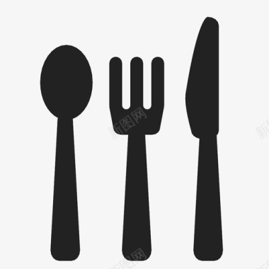 餐厅餐具三件套轮廓图标图标