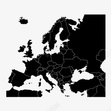 欧洲地图图标图标