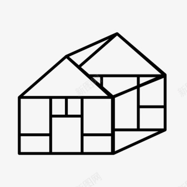 房屋框架线框结构图标图标