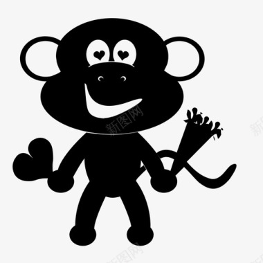 黑猴子浪漫的猴子图标图标