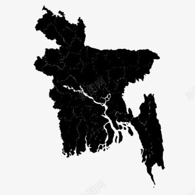 孟加拉国土地和河流图标图标
