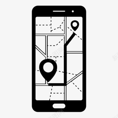 道路背景智能手机gps移动地图移动方向图标图标