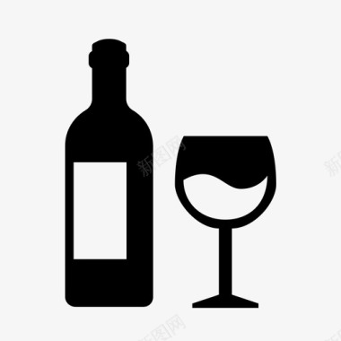 酒瓶和玻璃杯酒瓶红酒图标图标