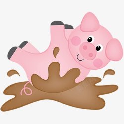 摔倒小猪摔倒在泥坑的小猪农场可爱卡通合辑卡通可爱图高清图片