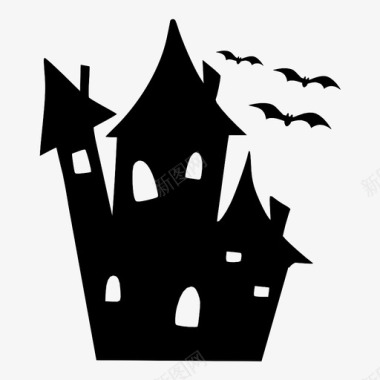 吸血鬼城堡城堡建筑蝙蝠图标图标