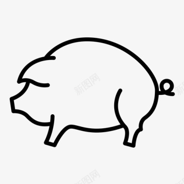 猪动物烧烤图标图标