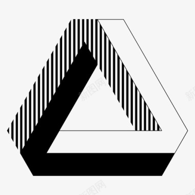 三维彭罗斯三角视觉错觉三维图标图标