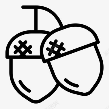 吃月饼橡子感恩节坚果图标图标