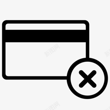 信用卡盒信用卡卡被拒绝付款错误图标图标
