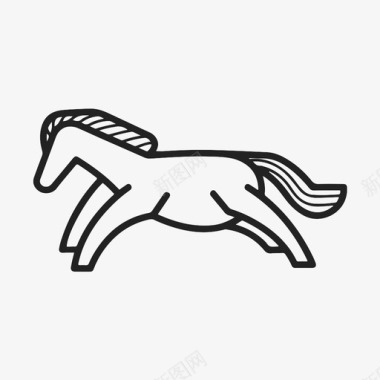 马奔跑鬃毛图标图标