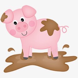 玩泥巴的小猪农场可爱卡通合辑卡通可爱图案矢素材