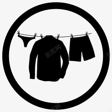 洗衣图标晾衣绳晾晒洗衣图标图标