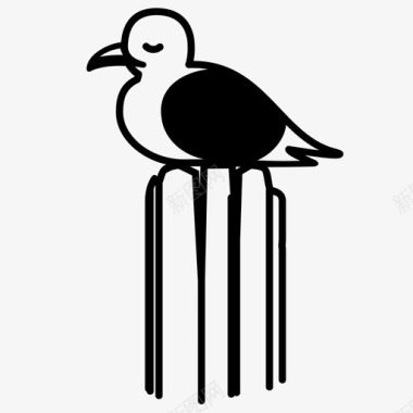 海鸥鸟木板路图标图标