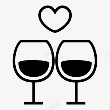 恋爱中的酒杯对酒杯社交场合图标图标